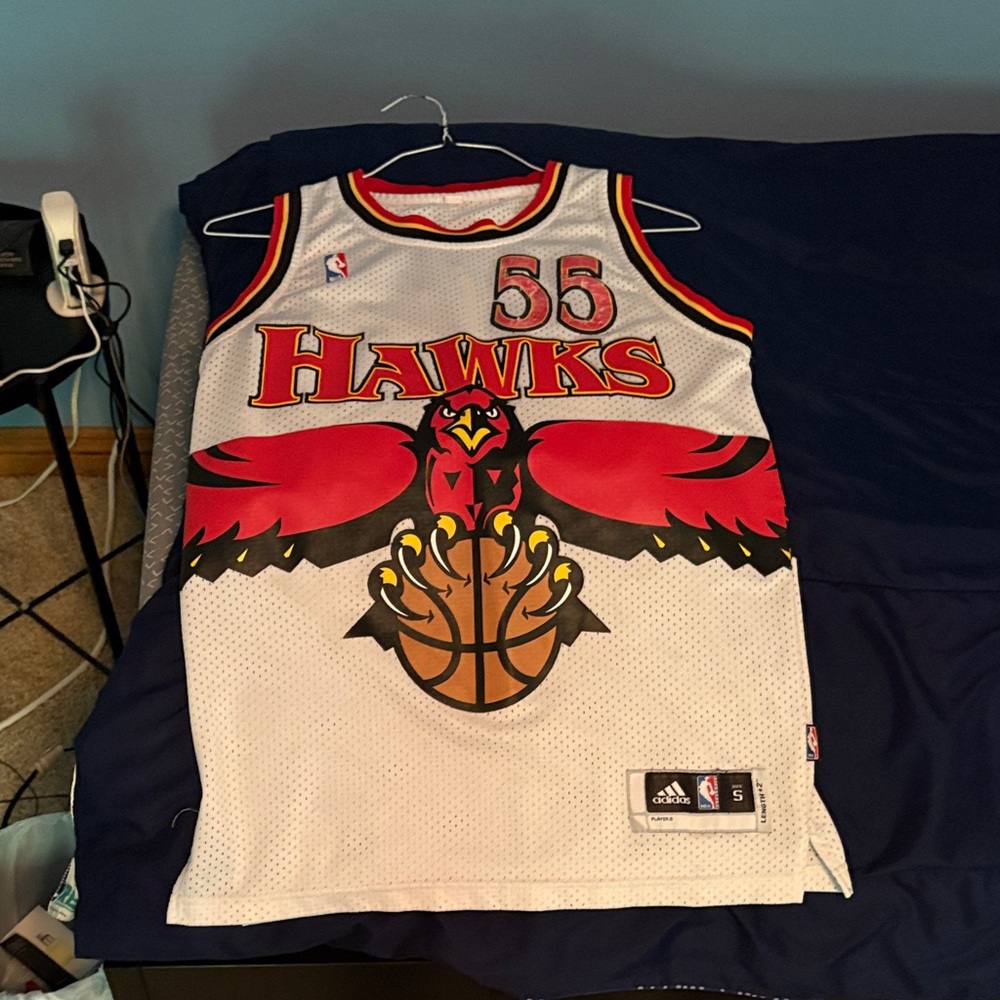 Adidas Hawks Basketball Jersey - White, Red, and Black
